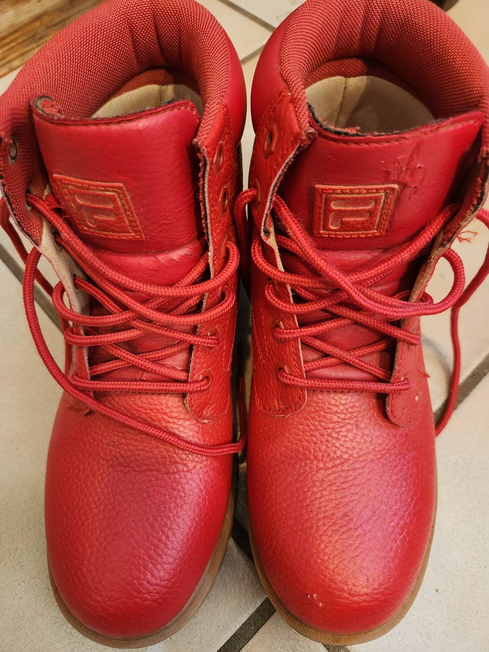 Women's Red FILA Leather Boots Size 6.5